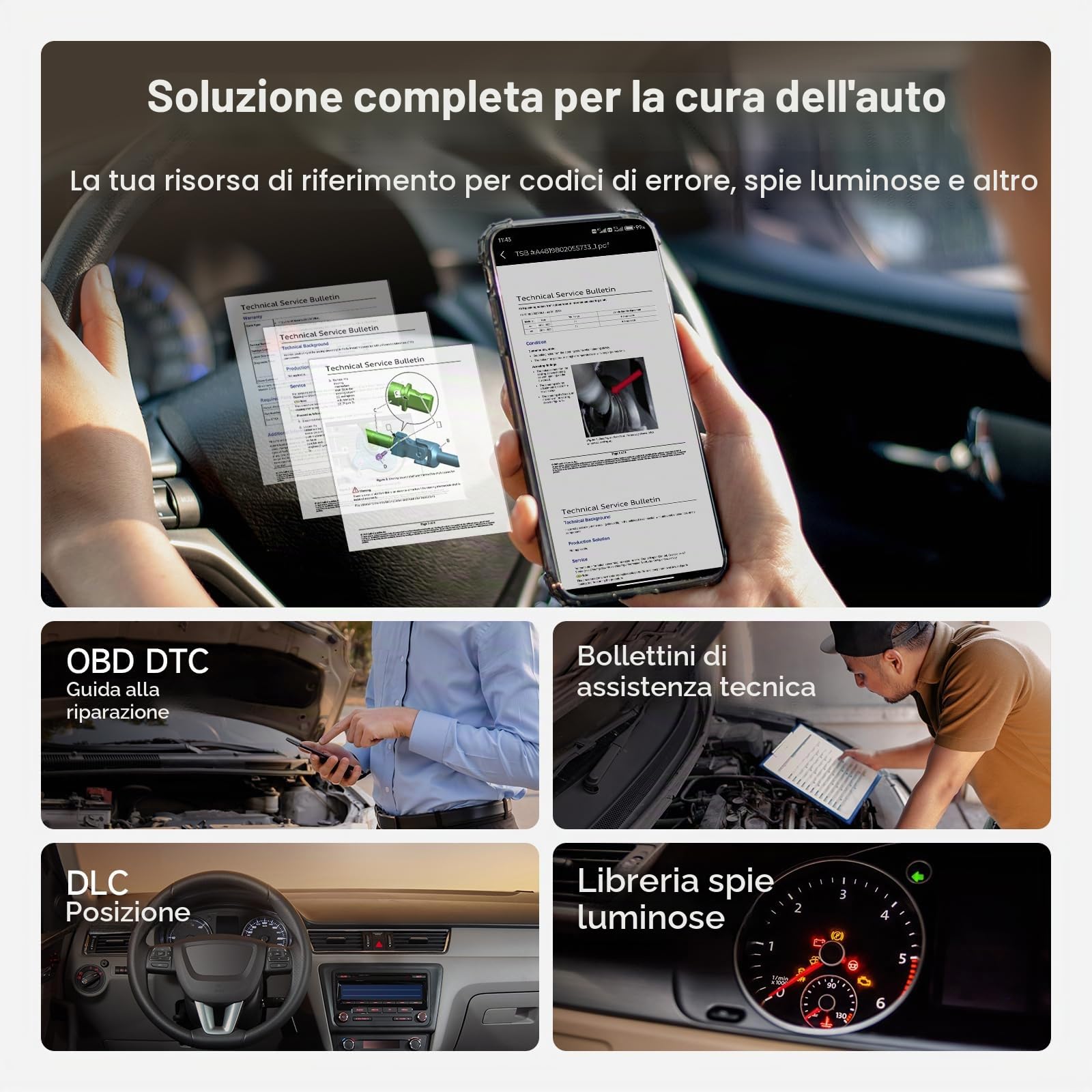 TOPDON Carpal-B Diagnostica Auto OBD2 Professionale, Sistema Completo Bluetooth, 6 Servizi di Reset, AutoVIN, Controllo Emissioni, Scansione Motore, Italiano, per iOS e Android