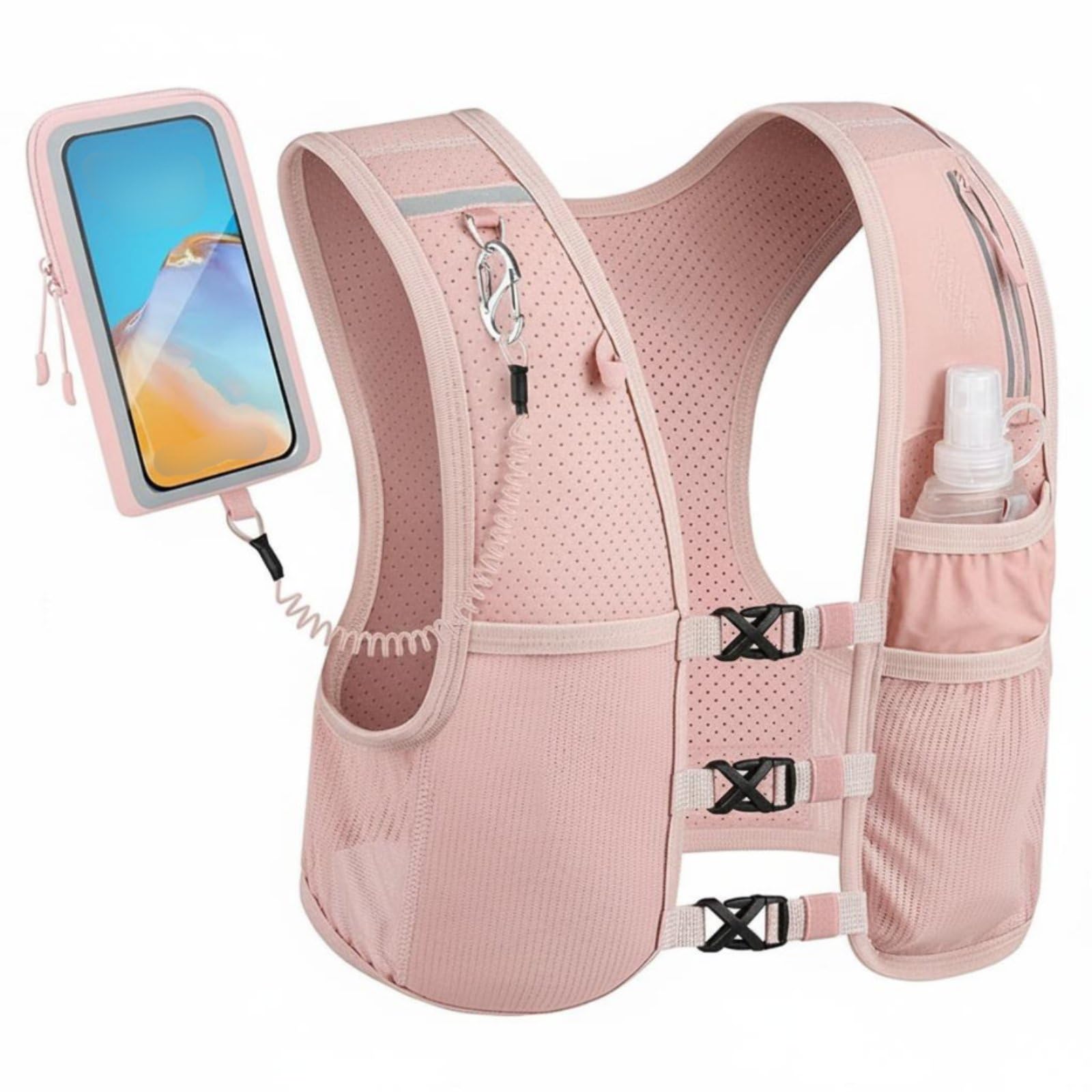 MYADDICTION Lightweight Trail Running Backpack Vest No Movement Design Hydration Vest Adjustable Fit Sports Gear Sweatproof for Runners, Hikers, Cyclists, Outdoor, Pink-image-35