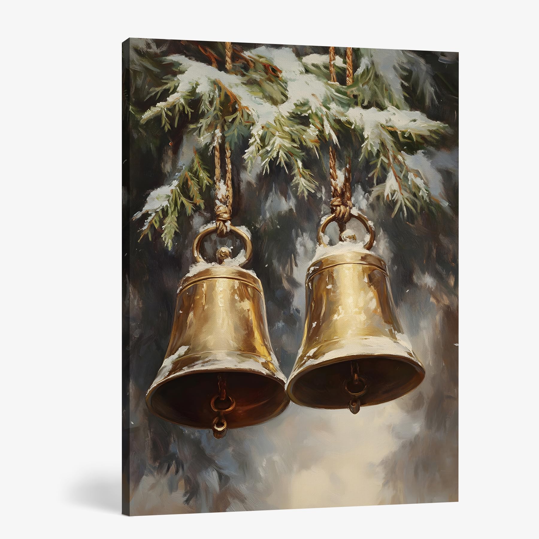 FISWAFY Christmas Wall Decor, Rustic Winter Snowy Bells