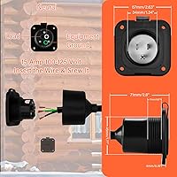 Vista 5 de WELLUCK 15 Amp Flanged Inlet 125V, NEMA 5-15 RV Shore Power Inlet Plug w/Waterproof and Back Cover, 2 Pole 3-Wire AC Port Plug, Generator Male