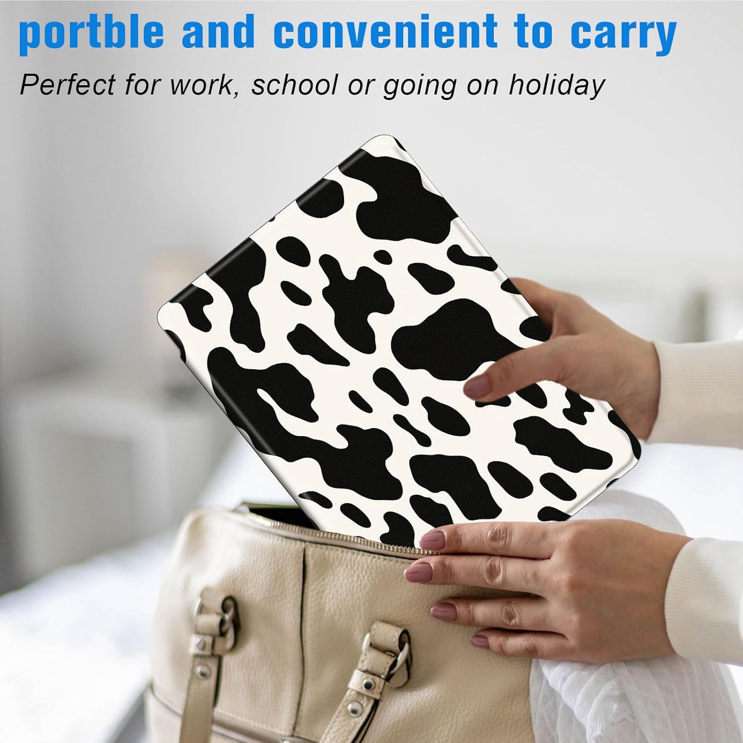 Case for All-New Amazon Kindle Fire HD 10 Tablet (13th Generation, 2023 Release) 10.1", 360 Degree Rotating Folio Stand Smart Cover for Fire Tablet 10 2023, Auto Sleep/Wake, Cow Print