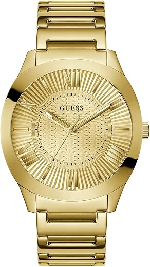 GUESS Mens Stainless Steel Analog Champagne Dial Watch-Gw0727G1, Band Color:Gold