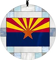 Vista 13 de New Hampshire Christmas Ornament - Faux Stained Glass Design Effect Featuring State Flag - 2026 Hanging Acrylic Disc Decoration for Tree - Unique