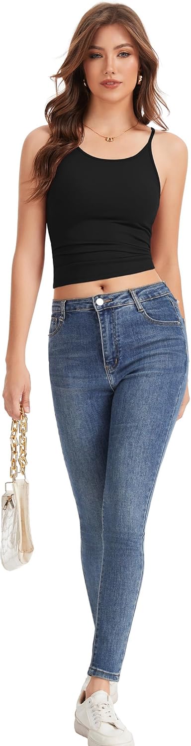 CORSKI Camisole Tops for Women Sleeveless Adjustable Spaghetti Strap Tank Tops Y2K Basic Shirts - Image 6