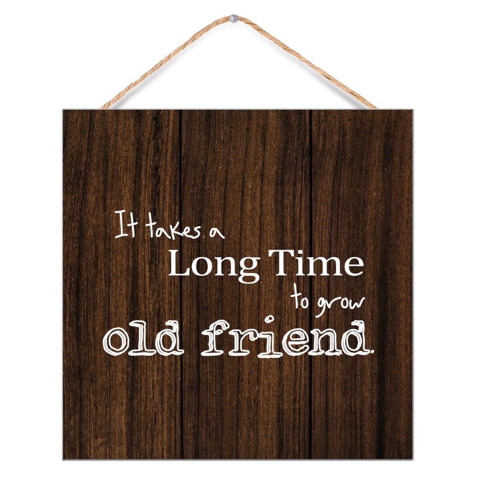 Panneau en bois It Takes A Long Time décoration antique 30x30 cm