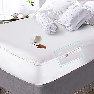 Trance Home Linen Zippered Chain 78"x36"x6" Cotton Waterproof Mattress Protector | Dust Mite Proof, Bed Bug Protection Mattress Cover for Single Bed Size with 6 inch Thick (78x36x6 inch, White)