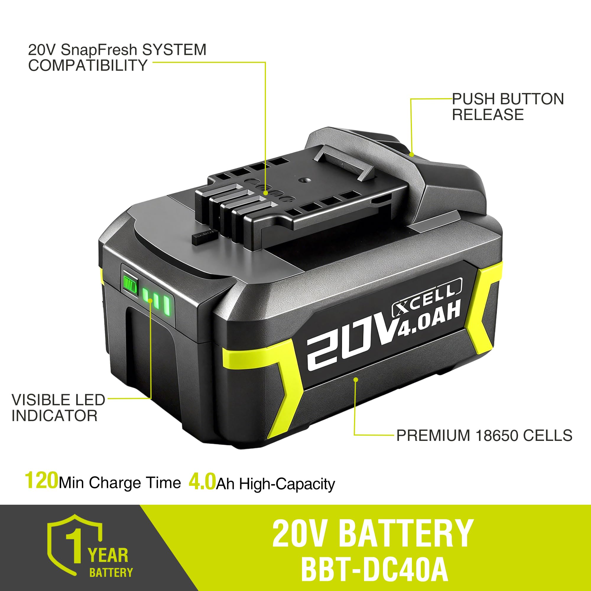 Amazon.com: SnapFresh 20V 4.0Ah Battery(Not Works with Other