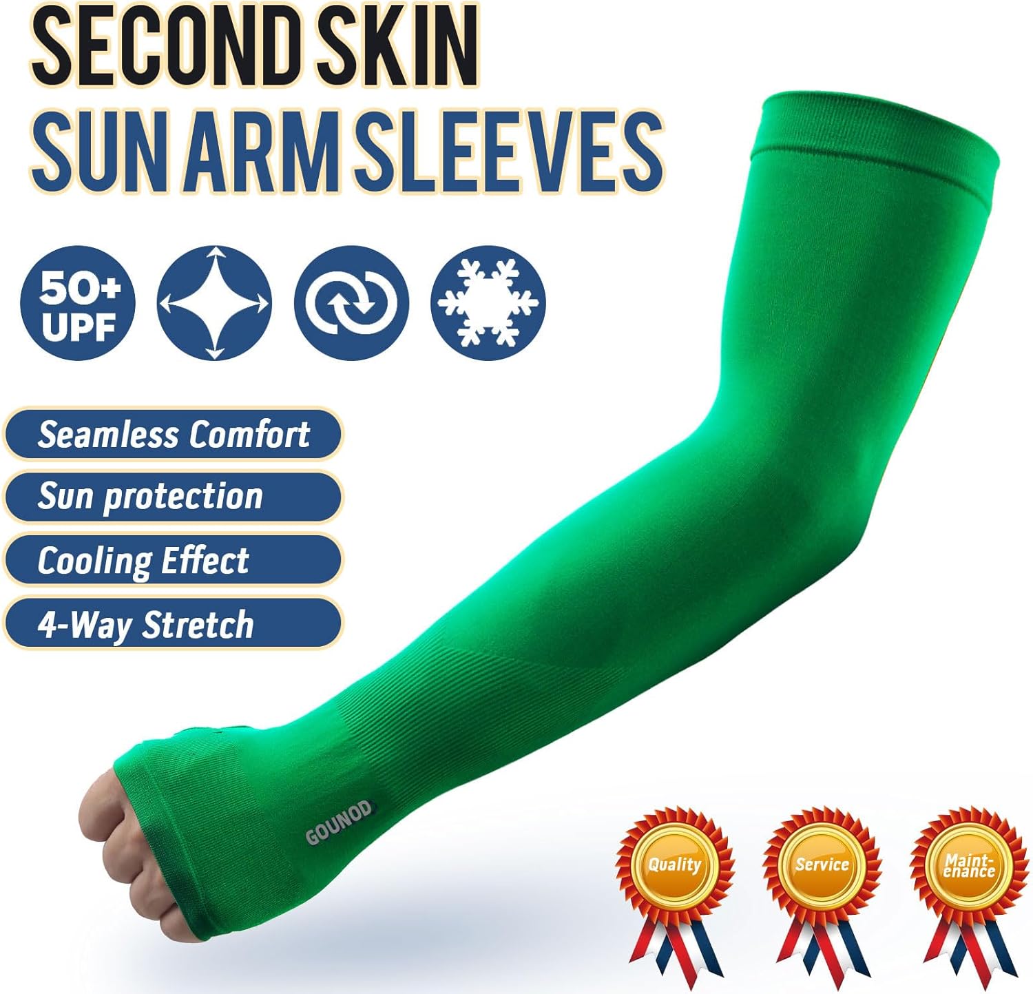 GOUNOD Sun Protection Cooling Arm Sleeves with Thumb Holes - Gardening Outdoors Sports Workouts Sunscreen Arm Sleeves - Image 3