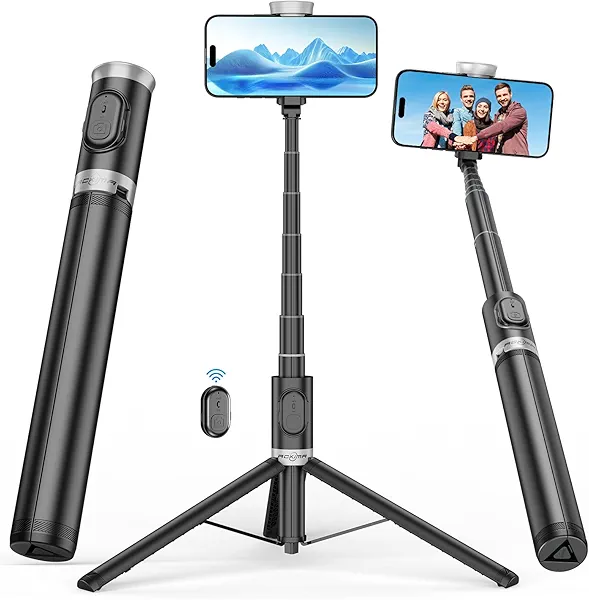 ACKIMA 67" Selfie Stick Phone Tripod, All-in-1 Cell Phone Tripod with Wireless Remote, Extendable Compact Tripods Portable Travel Stand for iPhone Android Selfie/Video Recording/Live Stream/Vlog