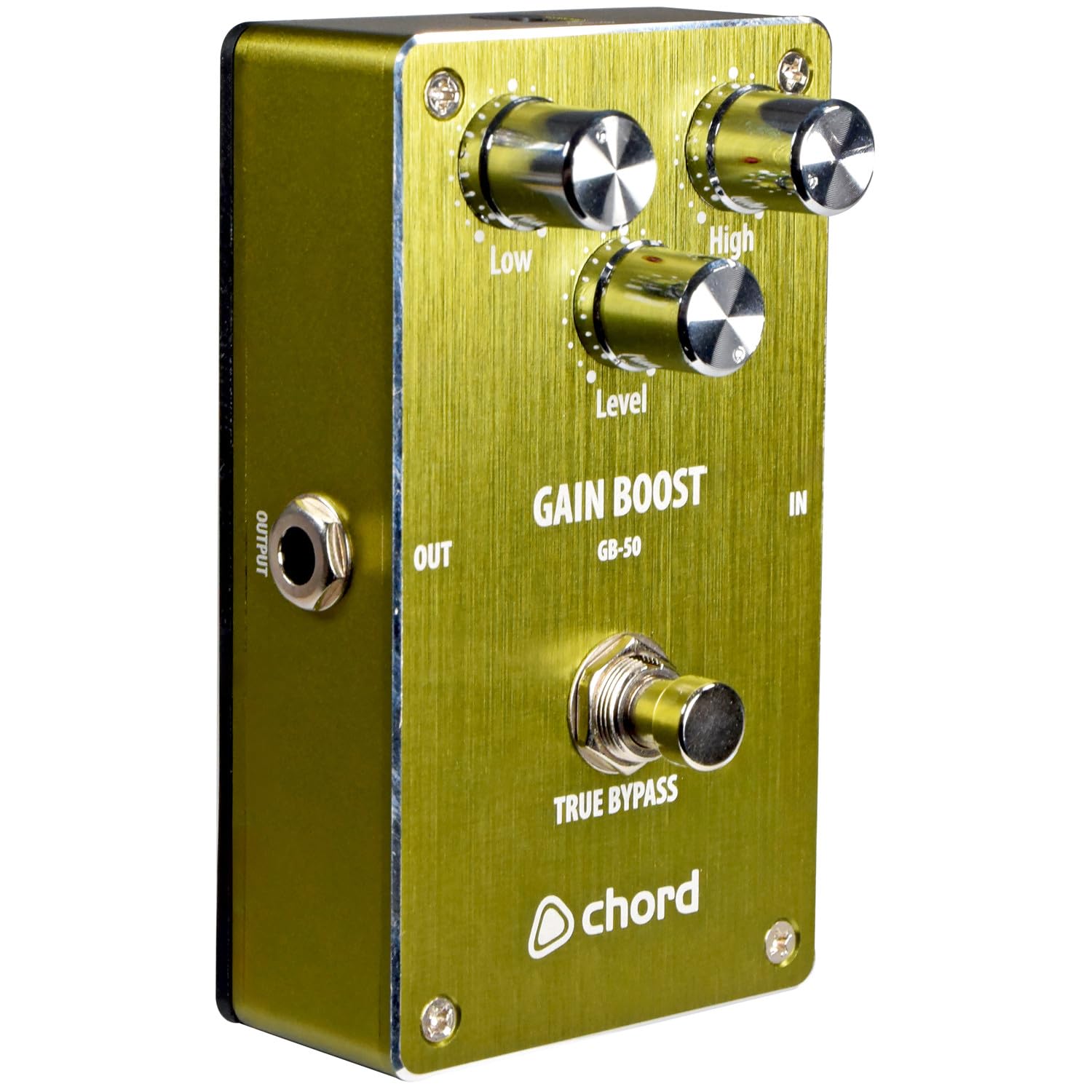 Chord Pedal de efectos de guitarra | GB-50 Gain Boost Pedal: eleva el tono de tu guitarra con ecualizador de 2 bandas para distorsión del amplificador y refuerzo solo, carcasa de aluminio fuerte