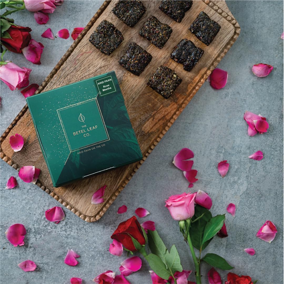 THE BETEL LEAF CO. - Paan the healthy Indian Dessert Dry Arid Paan - Rose Flavour | Mukhwas | After Meal Dessert | Mouth Freshener | Digestive | Pack Of 6 Paans - 120 Gm