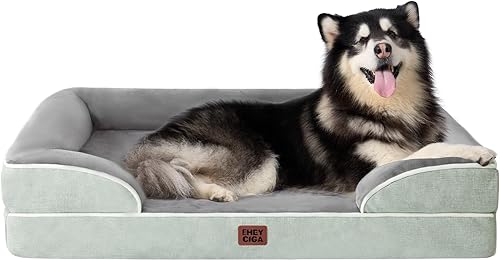 Miniatura 113 de EHEYCIGA – Cama ortopédica mediana impermeable para perros medianos, de espuma viscoelástica tipo caja de huevos, con bordes elevados y base