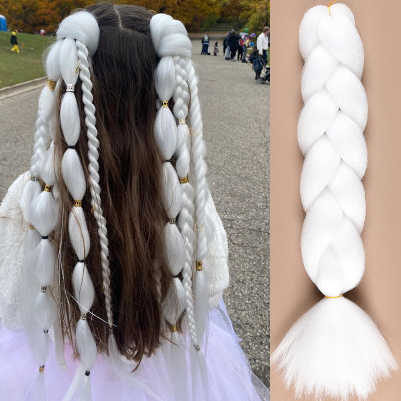 Amazon.com : Sakkou Snow White Braiding Hair For Braids 3pcs Solid
