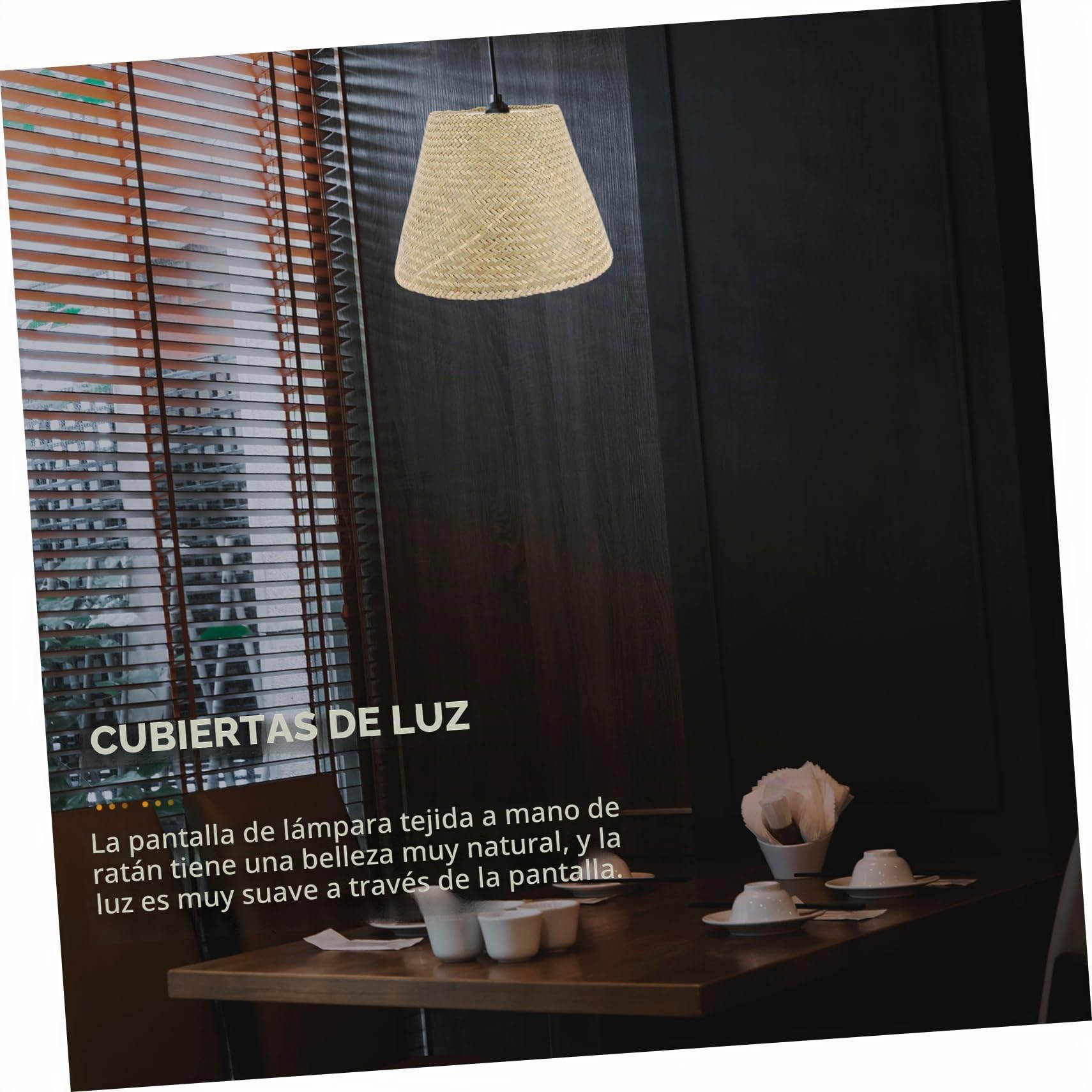SHINEOFI Pantalla Mesa De Ratán De Estilo Rústico Cubierta Decorativa Para Lámparas De Mesa De Natural y Elegante