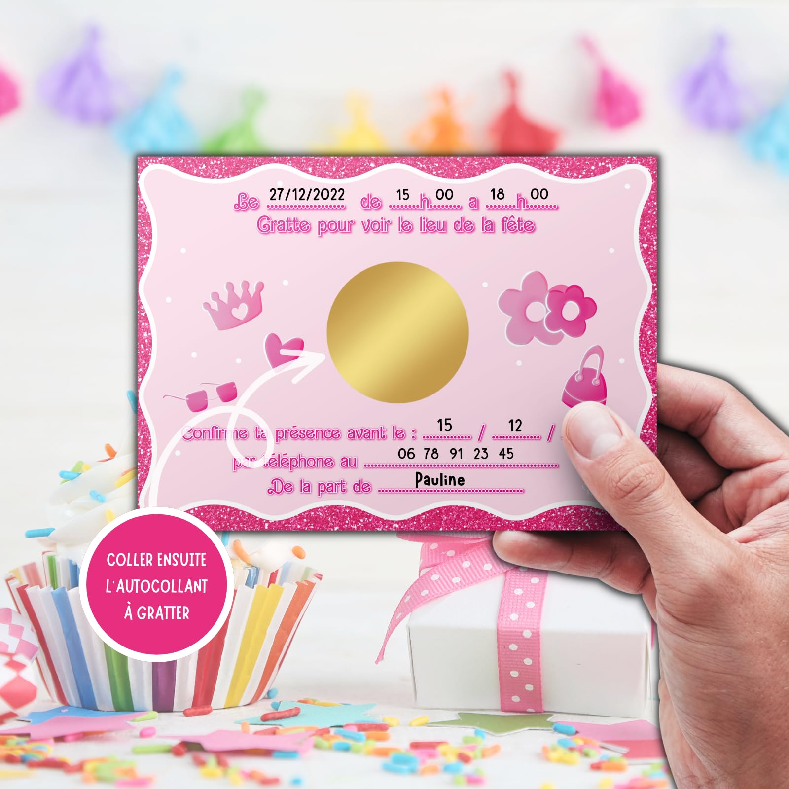 Kit Invitation Anniversaire à Gratter - Thème Licorne - 10 Cartes Avec Stickers Et Enveloppes - Cadeau EBook