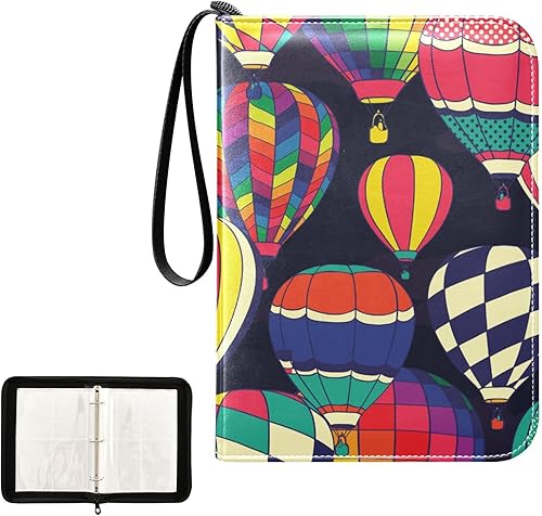 Miniatura 2 de Carpeta para tarjetas de globos de aire caliente, 4 bolsillos, con 50 fundas para tarjetas, álbum para 400 tarjetas, 3 anillos, vitrina para
