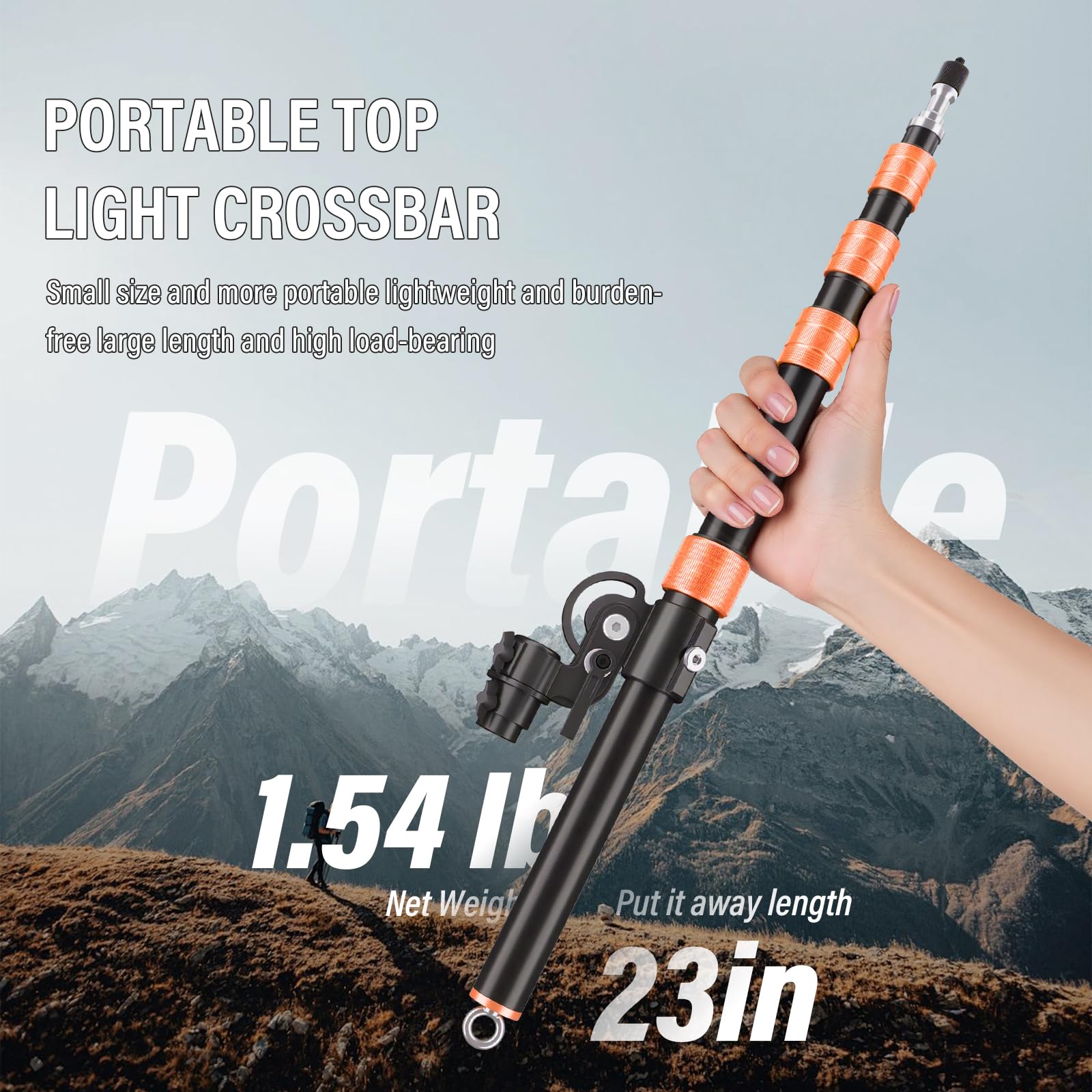 Soonpho Galgen Metall-Auslegerarm für Lampenstativarm Aluminium Ausziehbar von 59 bis 160cm 3-Teilig Teleskopisch 5kg Tragkraft mit Sanbags Verlängerungsarm für Fotografie (Orange)