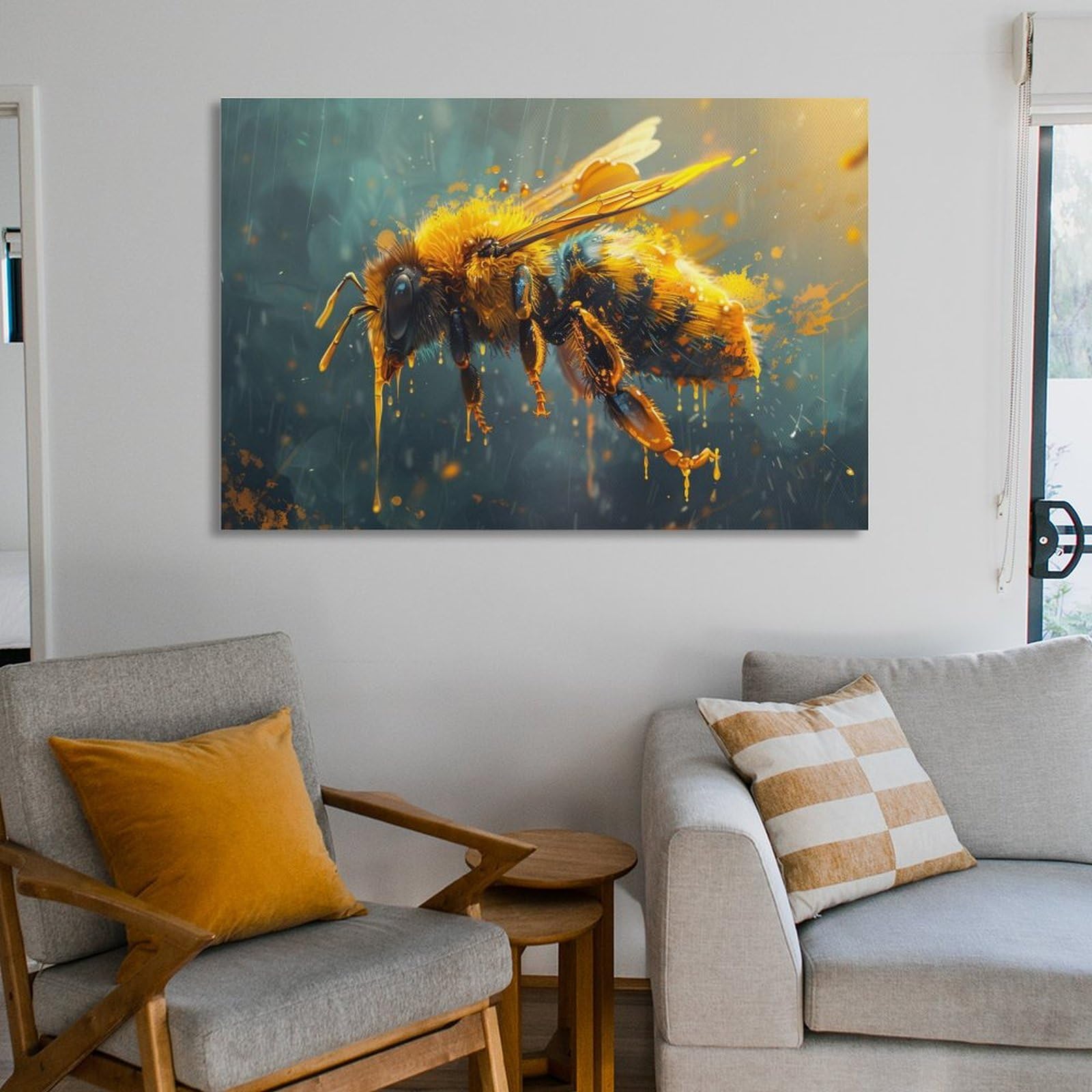 Amazon.co.jp: 絵画 蜂蜜まみれのミツバチ アートパネル ポスター 動物