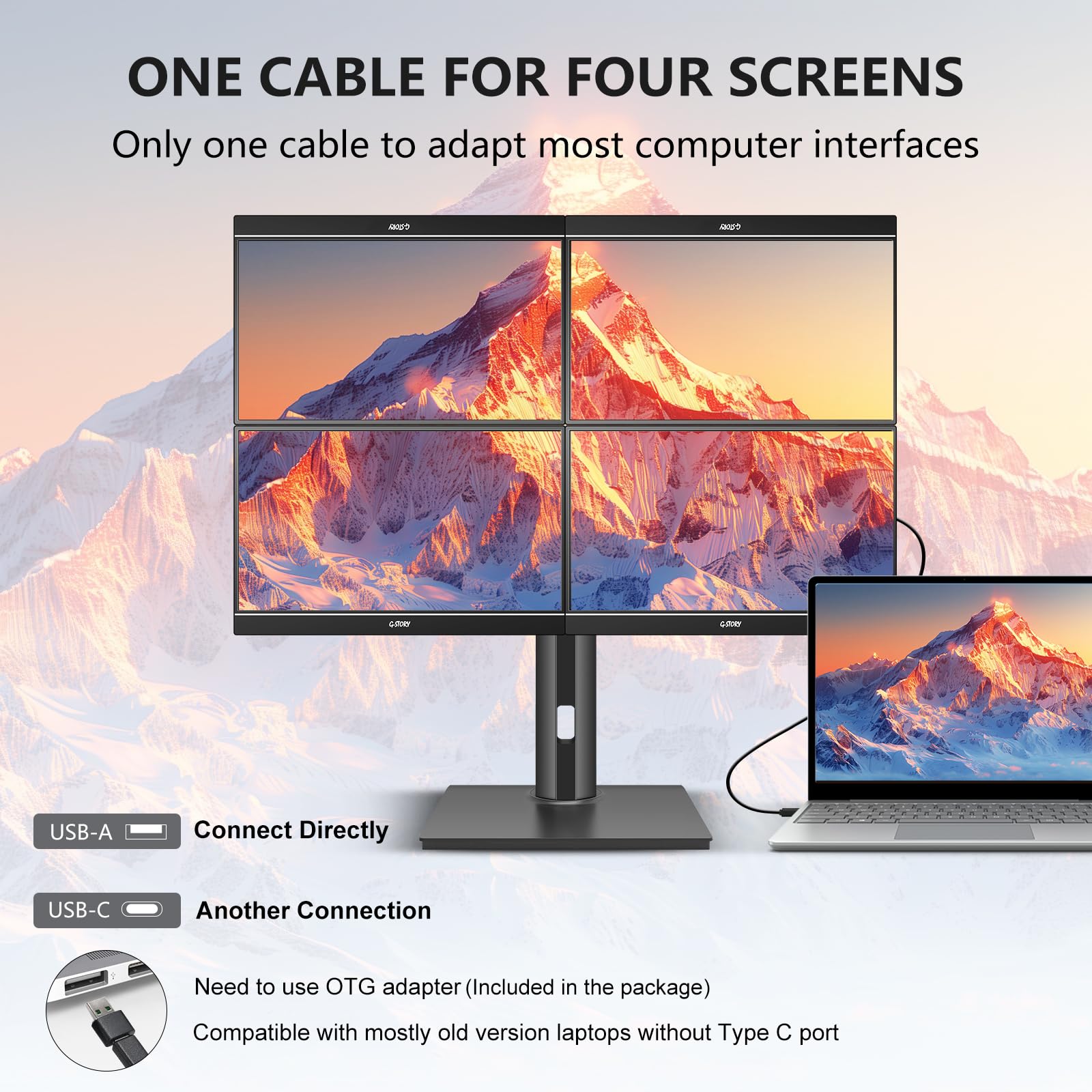 Amazon.co.jp: G-STORY ノートパソコン用クアッドモニター 14インチ