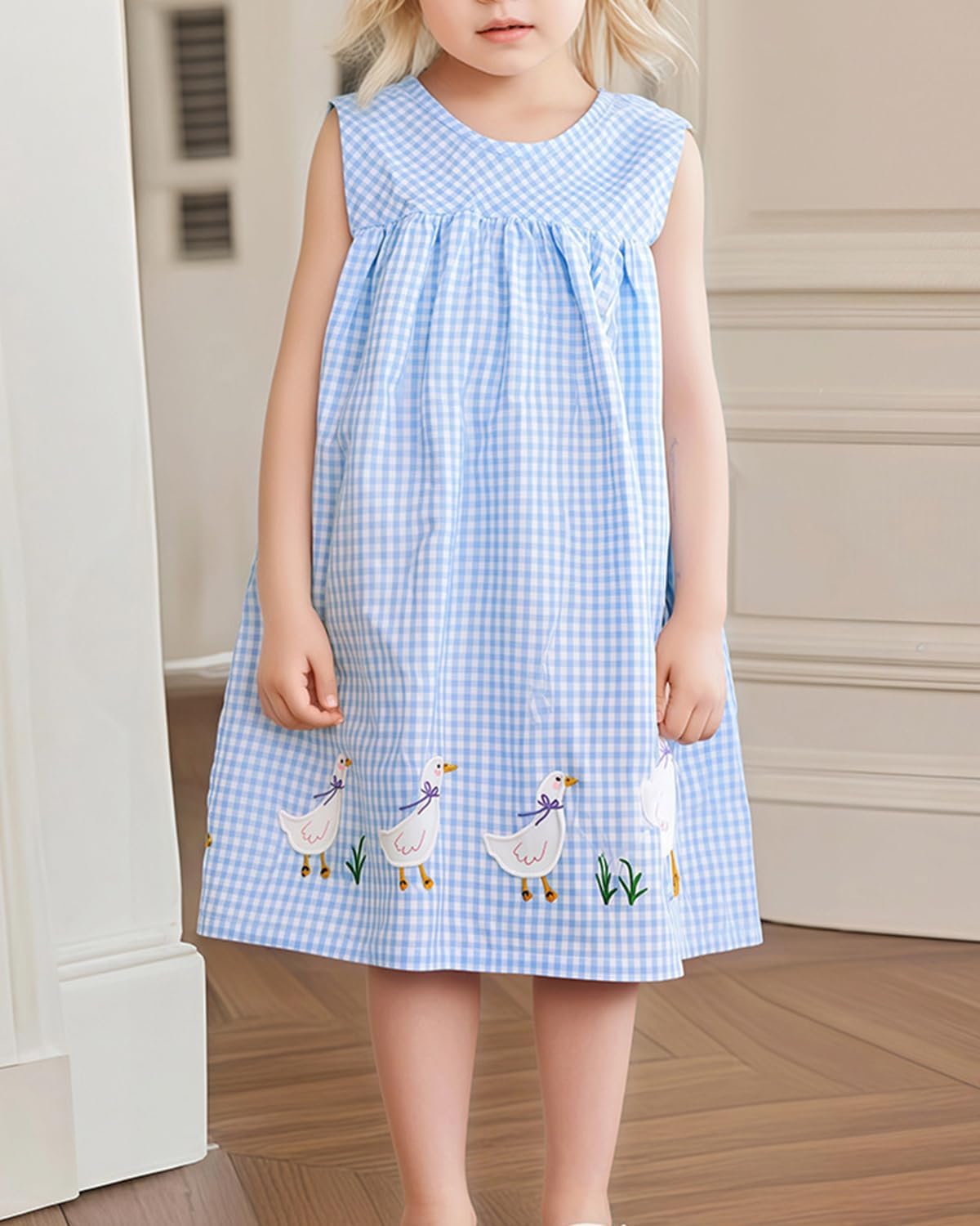 Youlebao Little Girls Short Sleeve Summer Dress Easter Casual Applique Tunic Shirt Playwear Cotton Dresses - Image 2