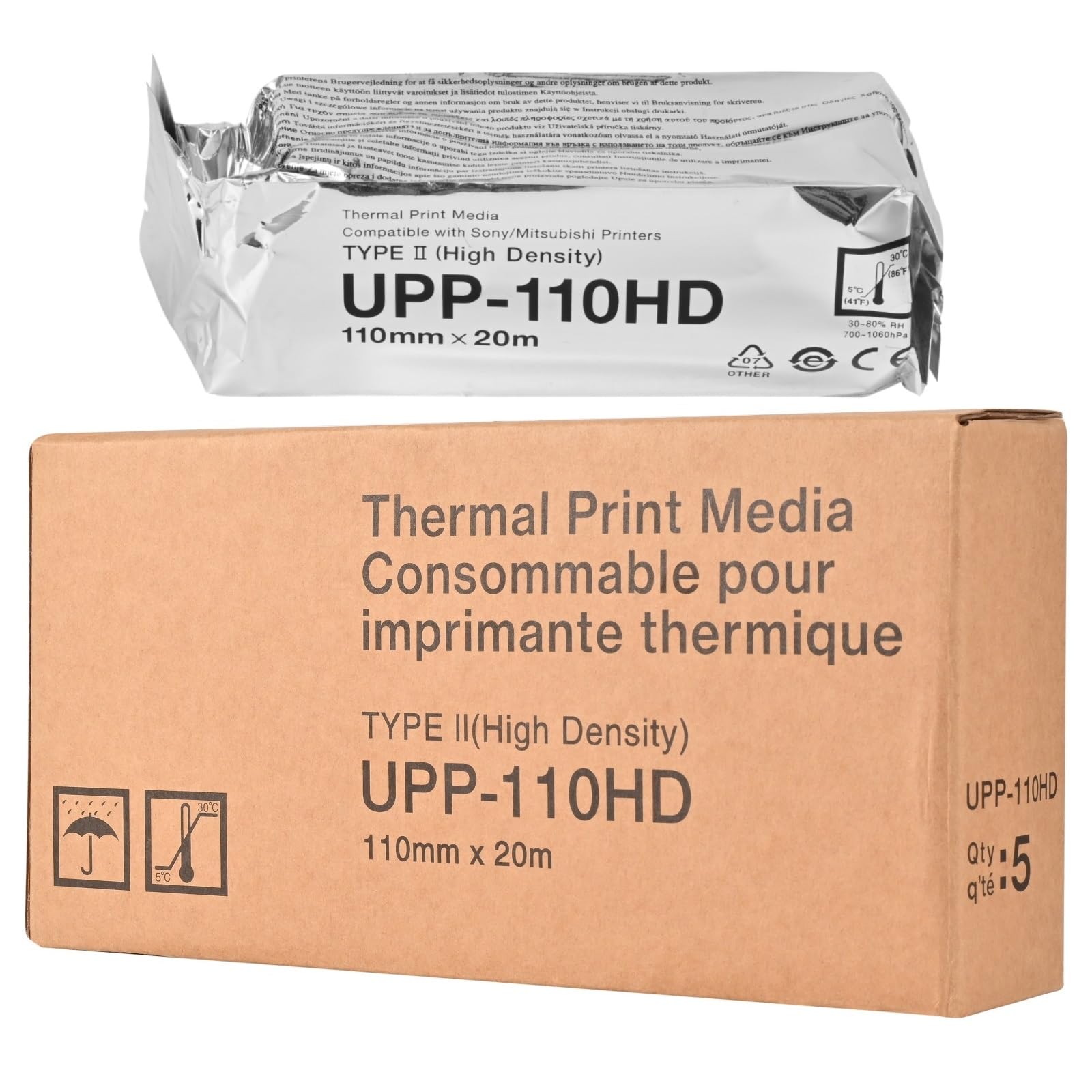 UPP-110HD - Carta termica ad ultrasuoni, 5 rotoli