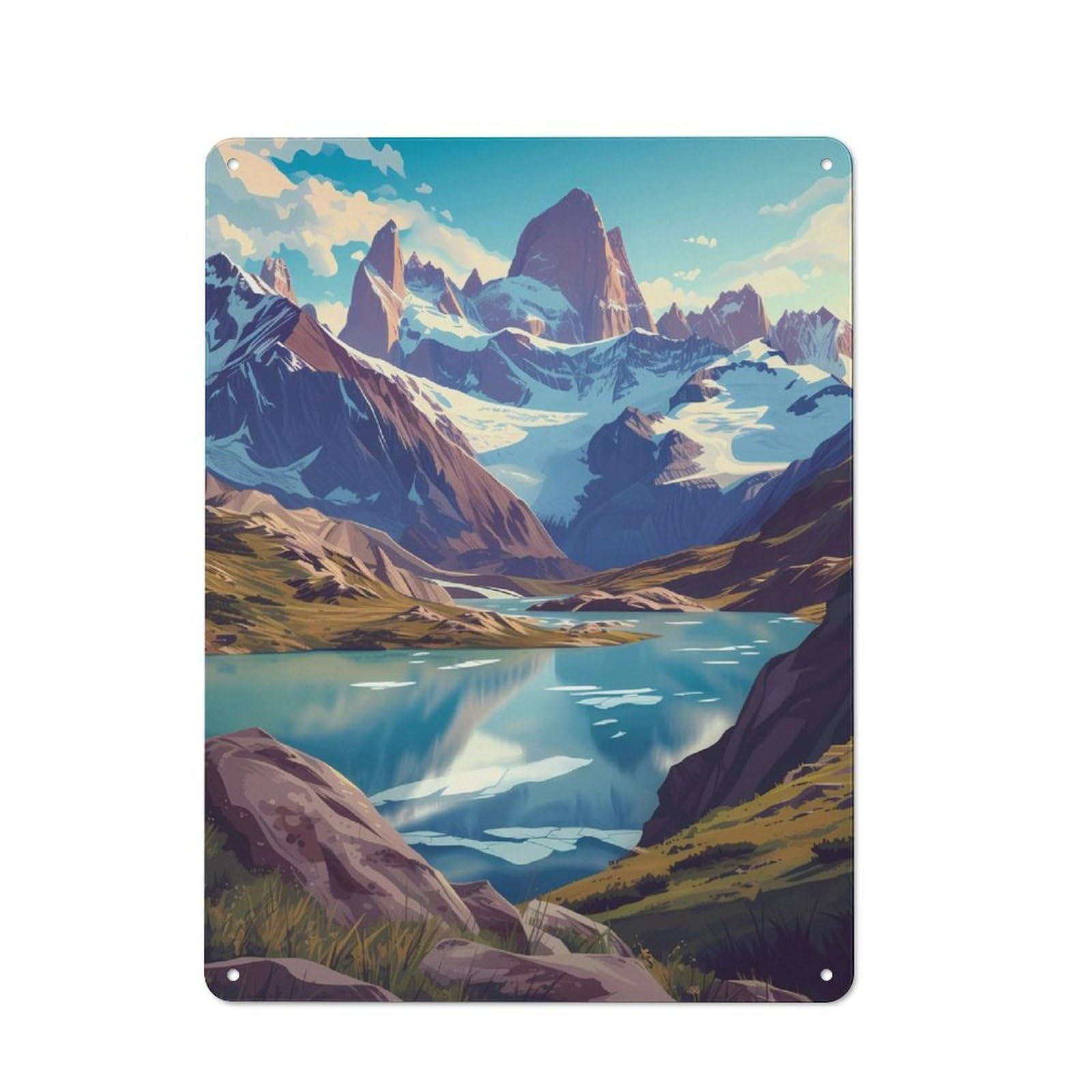 Vintage Metal Plaque 40x30cm Featuring Majestic Patagonia for Home Bar Wall, A Metal Wall Feature for Home Bars And Entertaining Spaces