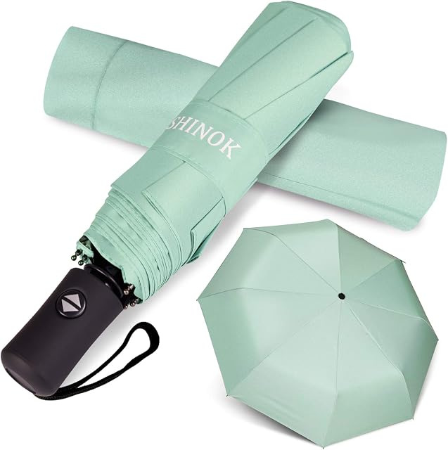Travel Umbrella Folding Compact Umbrella Auto Open Close Sun Rain Umbrella with Sleeve