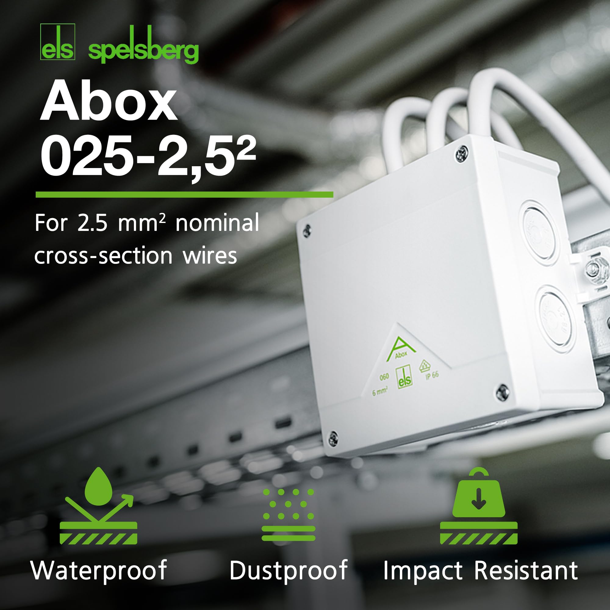 Spelsberg Abox 025-2,5², IP66 Waterproof Junction Box with Internal Fixing Points & Screwless Terminals, Wago 2273-205 - Image 2