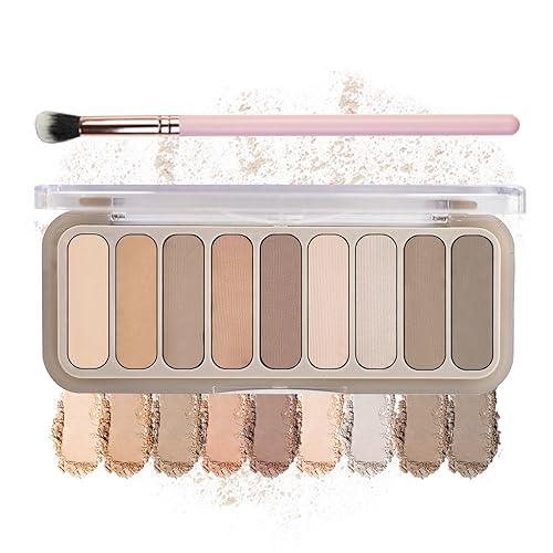 IONSGAKO Paleta de sombras de ojos desnudas mate de 9 colores, paleta de sombras de ojos desnudas naturales, color marrón ahumado, color gris pardo,