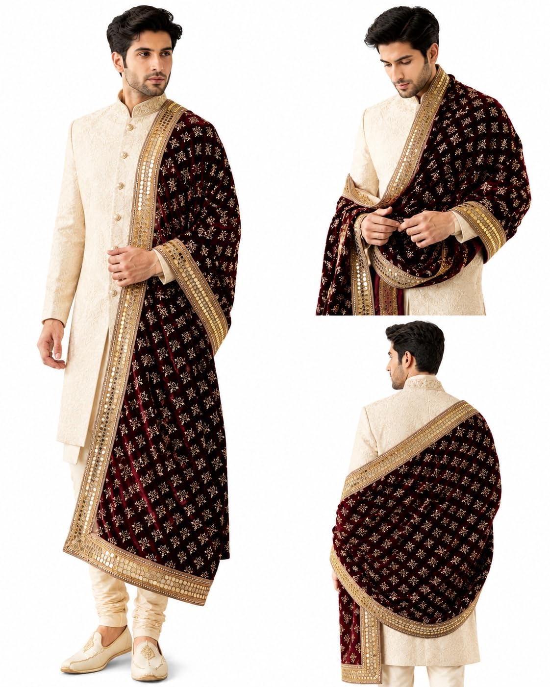 Mens sherwani shawls | Grooms stole-image-43