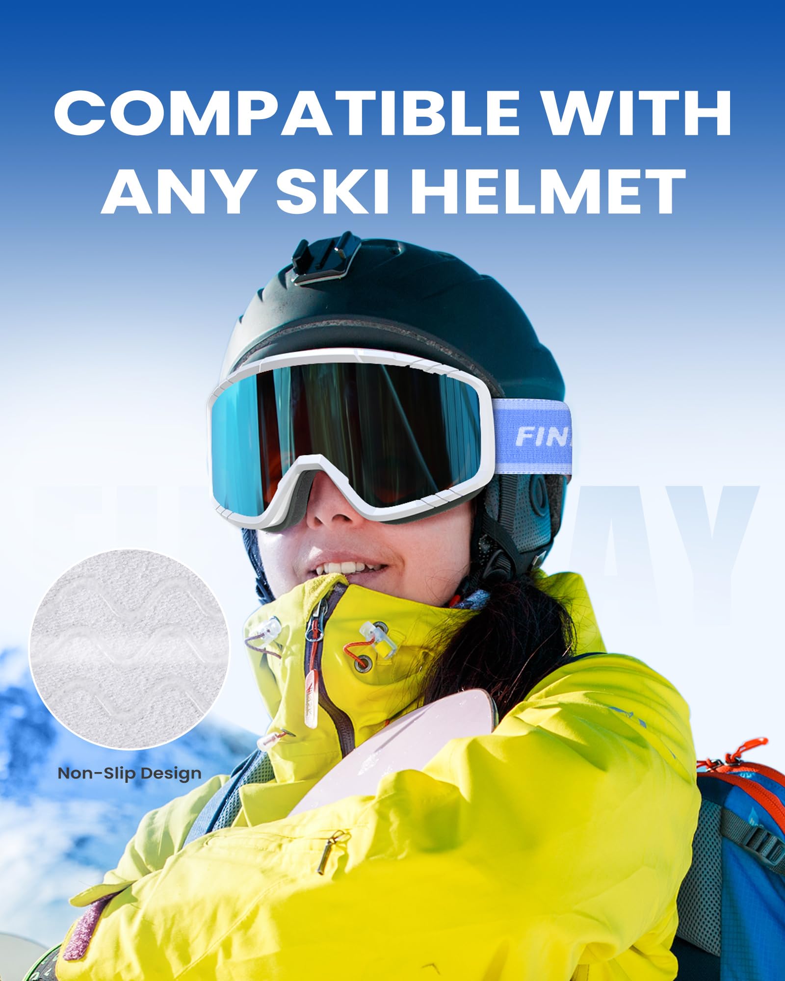 Findway Maschera da Sci, Occhiali da Sci per Uomo Donna Teenager OTG Maschere Sci, 100% Anti-UV Maschera Sci, Anti Nebbia, Adatto a Snowboard, Motocross e Altri Sport Invernali
