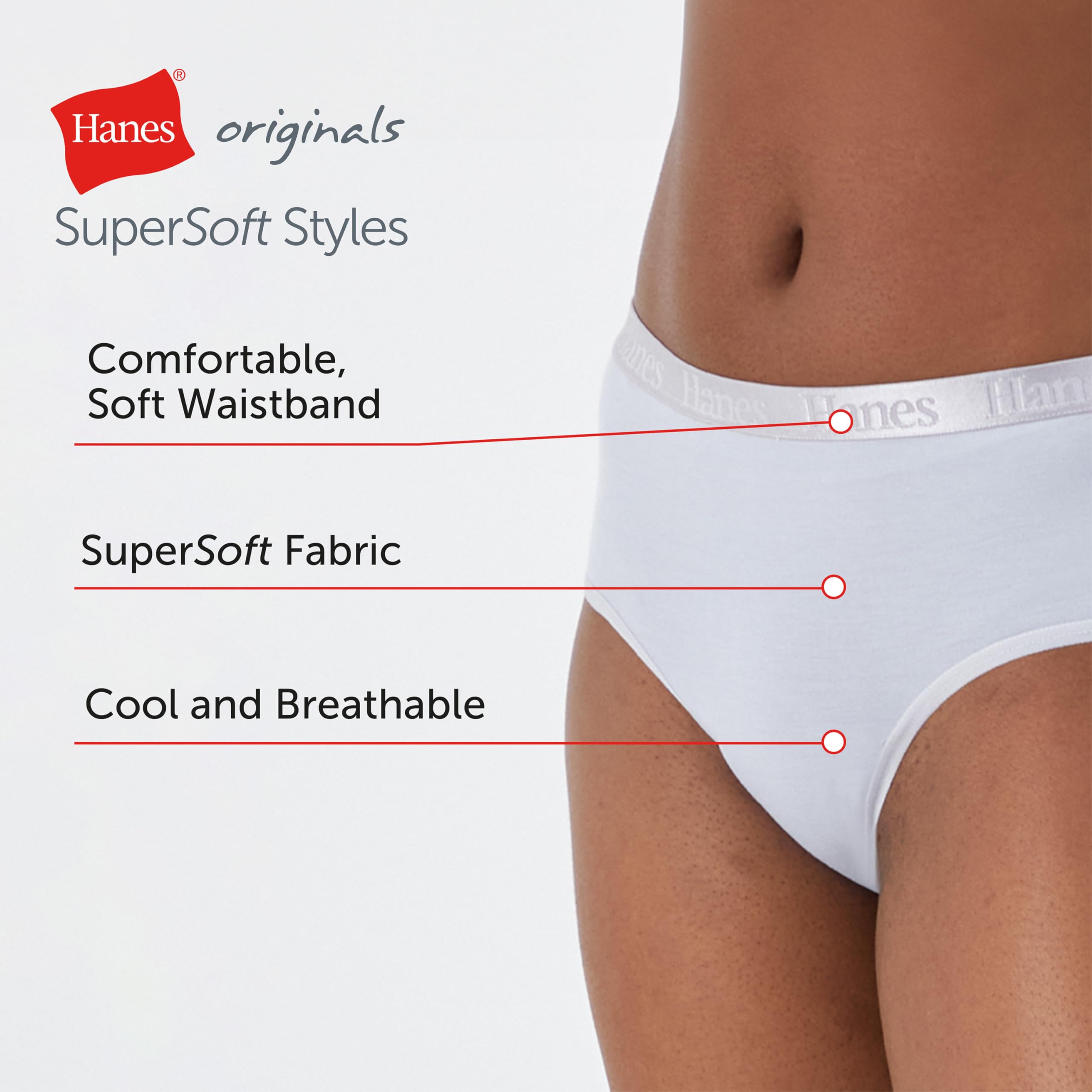 Hanes Originals Ultra Supersoft Hipster Underwear, Confezione da 5, Viscosa di Bamboo Panties Slip a Culotte Donna (Pacco da 5)