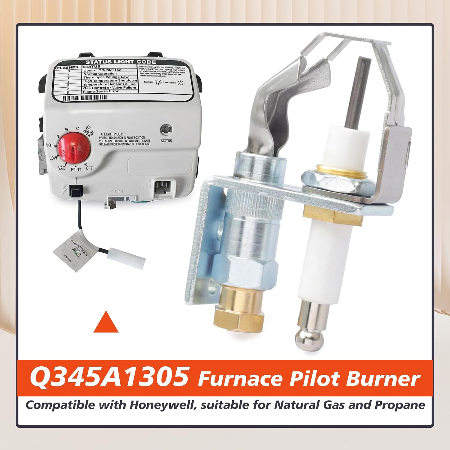 Q345A1305 Target Type Pilot Burner Ignitors Assembly Compatible With Honeywell S86 S860 S8610 S8670 Intermittent Natural Gas & Propane Furnace Igniters, B Type Mounting Bracket With BCR-18 Orifice