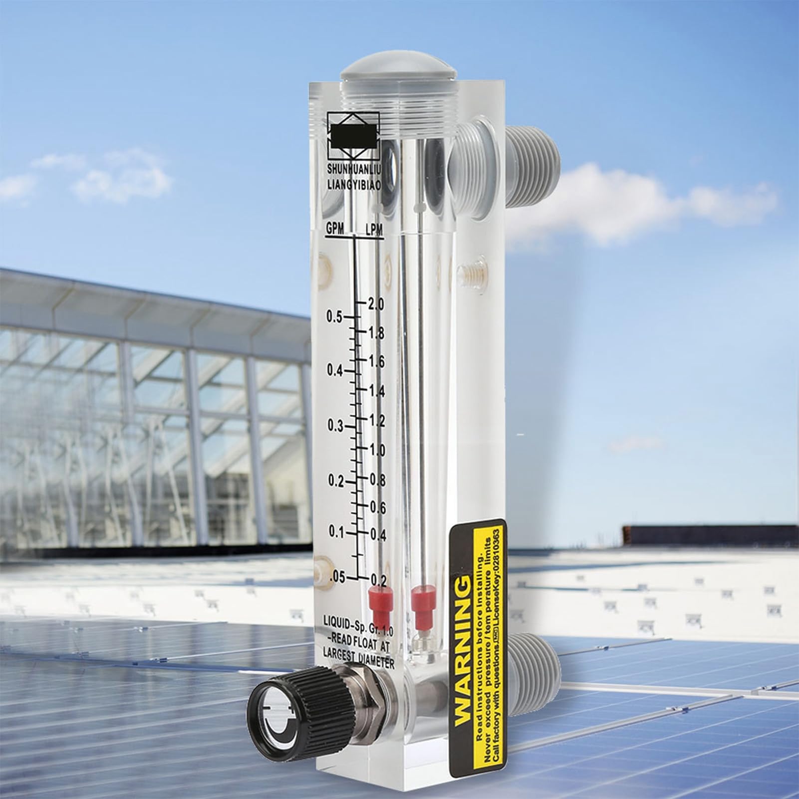 LZM-15T Débitmètre de Liquide à Panneau, Acrylique Transparent, 0,1-0,5 GPM, ZG1/4 Filetage Intérieur, Ajustable, pour Mesure de Débit