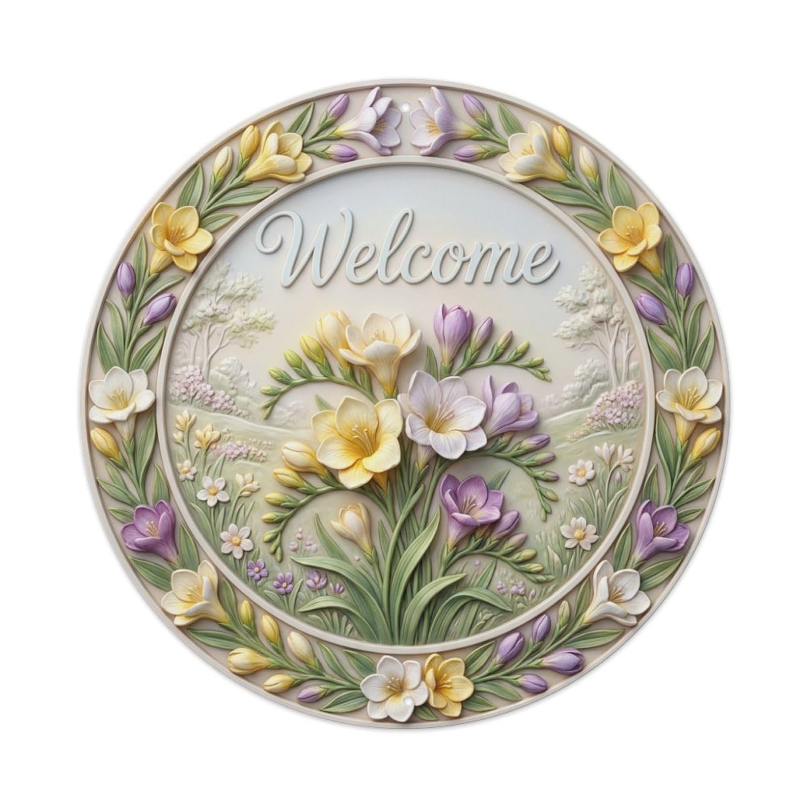 Tgrcjimh Style Metal Tin Sign Freesia Bloom Welcome Fragrant Garden