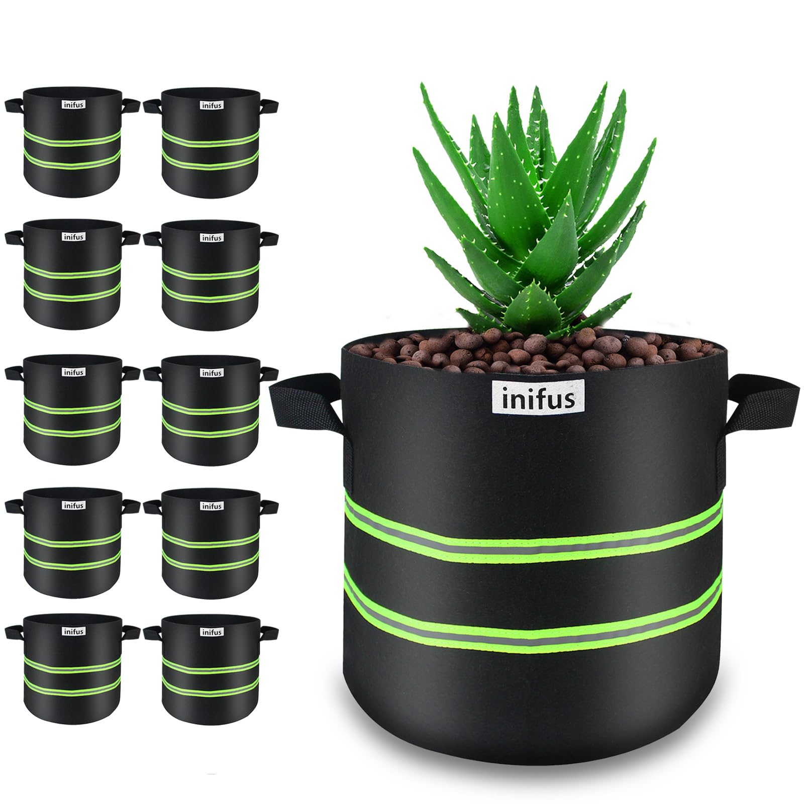 Paquete de 10 bolsas de cultivo de 5 galones, macetas de tela transpirable de fieltro grueso resistente, bolsas de cultivo de plantas, bolsas de cultivo de tela con asas reforzadas, diseño único para