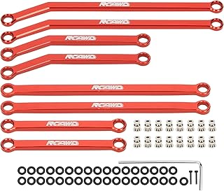 RCAWD Aluminum Alloy 50mm 78mm 70mm 39mm Linkage Toe Link Tie Rod Set for Axial 1-24 Scx24 Jeep Jt Gladiator Crawlers Hops Up Parts(Red)