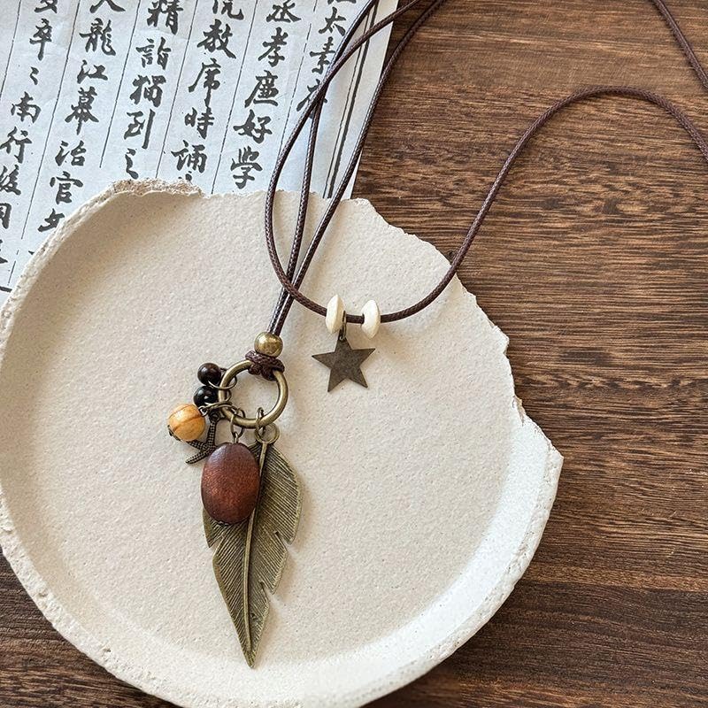 Vintage Long Boho Necklaces for Women Stacking Leather Cord Wooden Disc Pendant Necklaces Adjustable Trendy Necklace Jewelry - Image 5