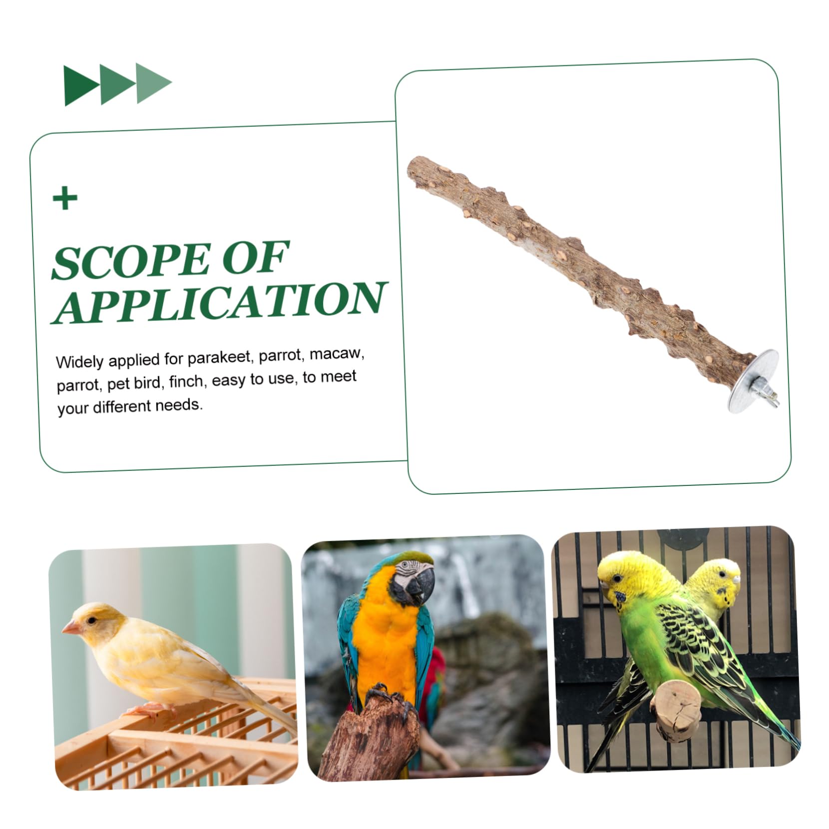 CIYODO Natural Wooden Bird Perch for Parakeets Durable Parrot Cage Stand Comfortable Resting Spot Long for Bird Grinding and Chewing Activities