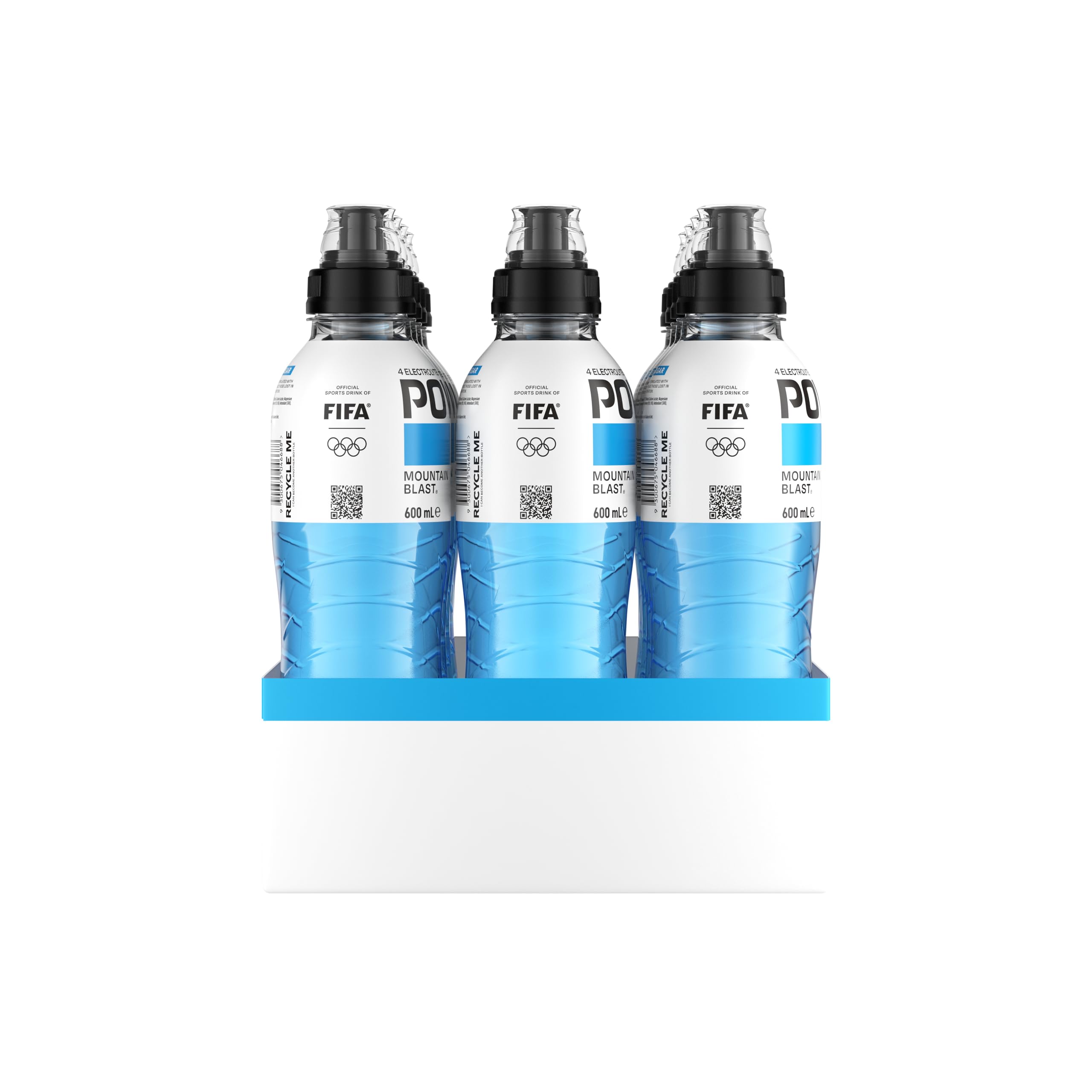 Powerade ION4 Mountain Blast Zero Sugar Lot de 12 bouteilles de boissons sportives 600 ml