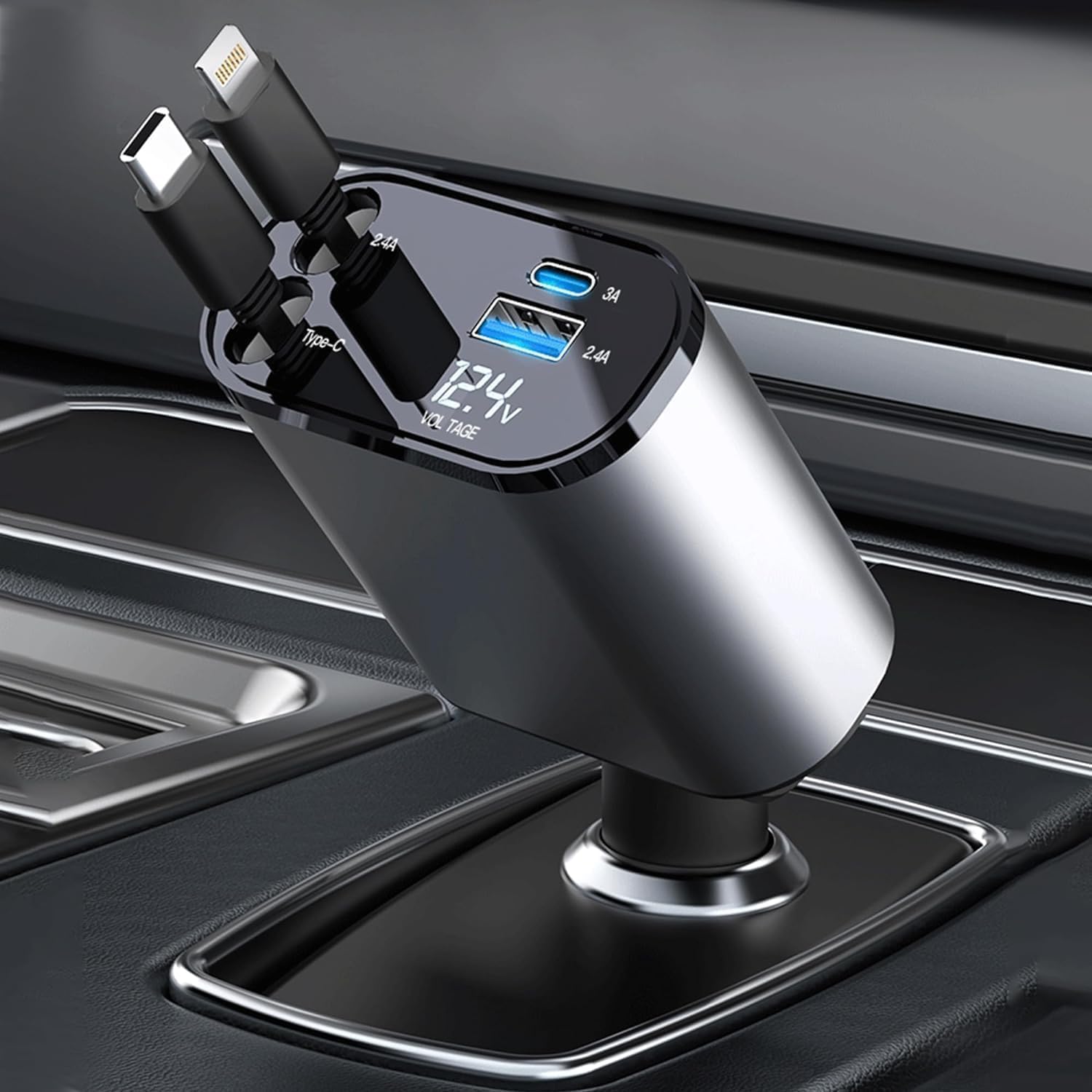 120W Fast Car Charger (2025 New Version) with 80CM Retractable Type-C & 30-pin Port Cables – Simultaneous Charging for 4 Devices – Universal Car Mobile Charger for All Smartphones & Tablets-image-31