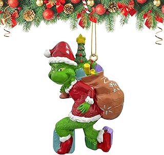 Ptesuply Christmas Ornament, Green Christmas Tree Decorations, Funny Resin G-rinch Xmas Decor for Home Holiday Party (B)