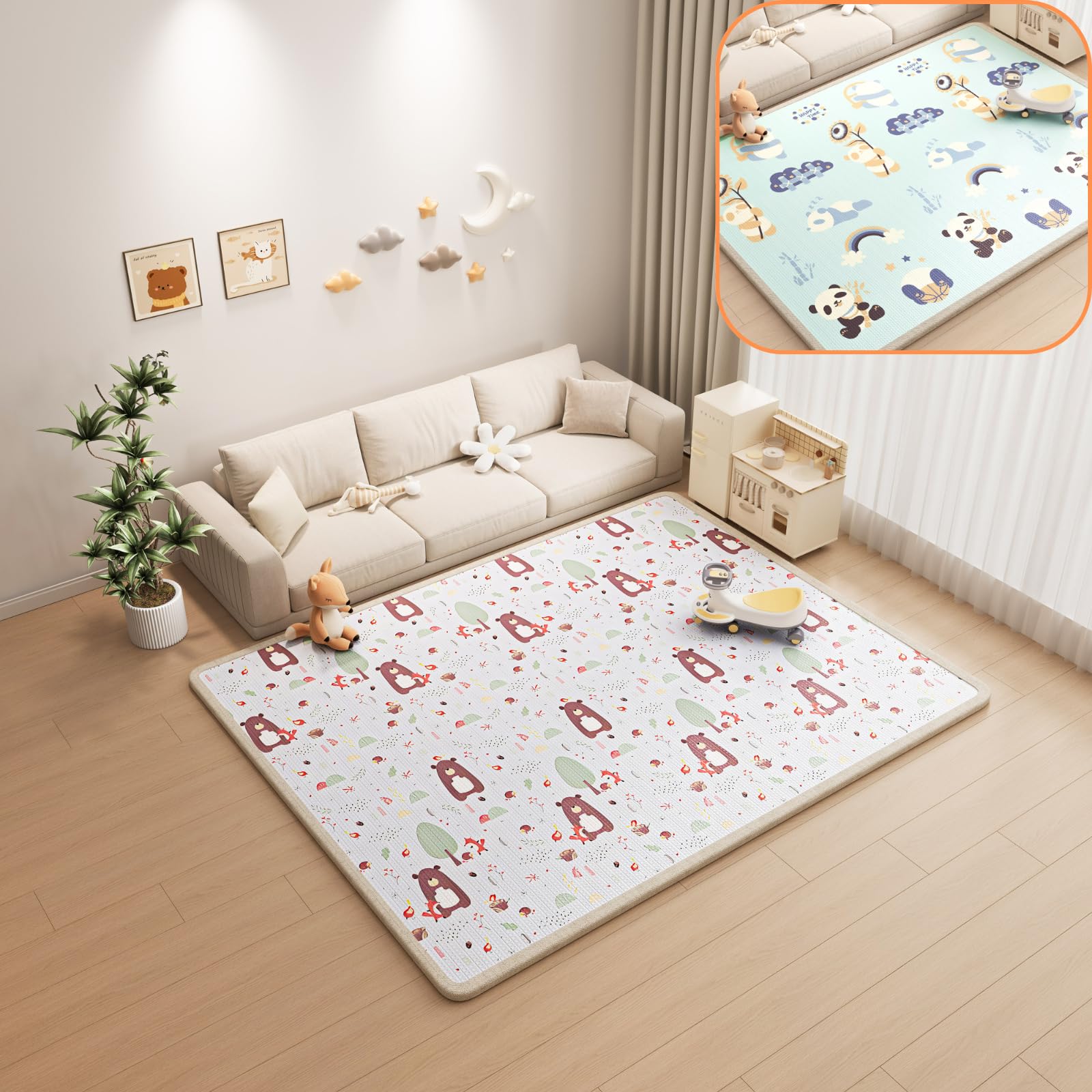 Amazon.co.jp: 【厚み2cmのふかふか】 DIYELL プレイマット 180×200