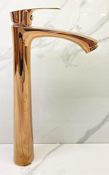 Sulit Brass Faucet 12 Inch Designer Pillar Tap PVD Coat Wash Basin Tap for Bathroom, Kitchen Sink, Dinning Area,Polised Finish with Contemporary Functional Design, Durable & Reliable