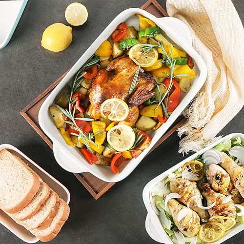 Miniatura 15 de Sweejar Ceramic Baking Dish, Rectangular Small Baking Pan with Double Handles, 20 Oz for Cooking, Brownie, Kitchen, 6.5 x 4.9 x 1.8 Inches(Red)