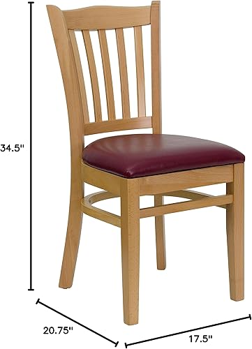 Miniatura 41 de EMMA + OLIVER Silla de madera de caoba con respaldo de listones verticales, asiento negro del vinilo Asiento de vinilo negro/marco de madera de