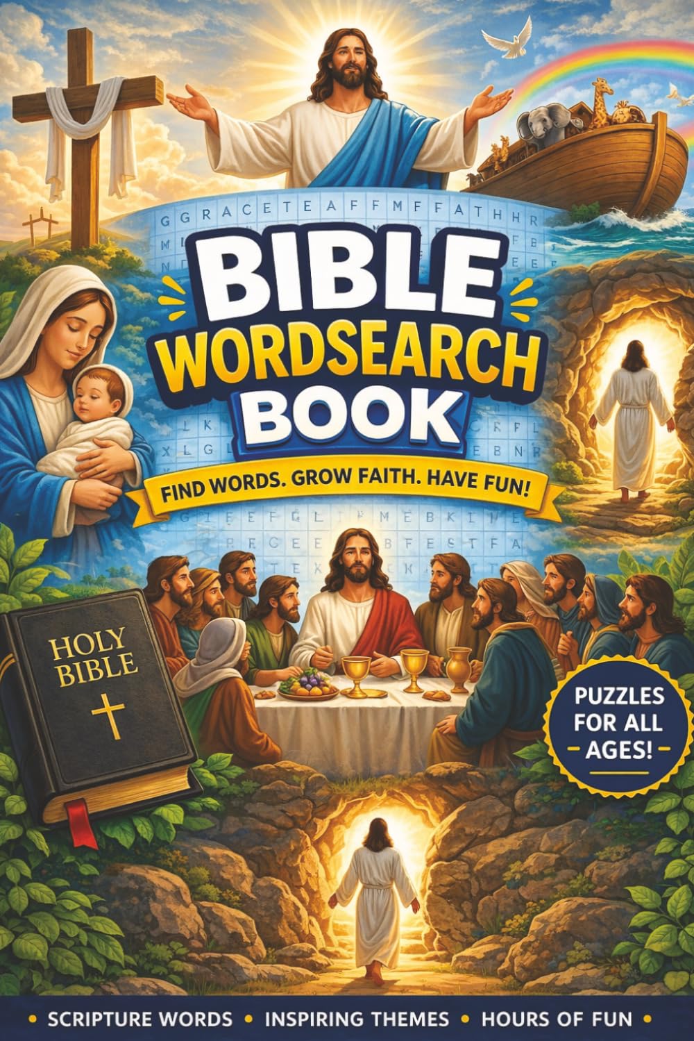 Bible Wordsearch Book: Wordsearch Puzzles with Easy to Read Print About the Bible, Jesus, God and More | 6x9 Inches, 110 Pages | 50+ Puzzles... Gift for Vacations, Holidays and Relaxation