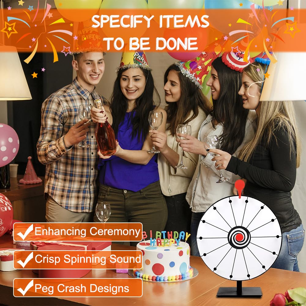 30cm Roue de La Fortune Personnalisable, Roue de Prix Chance avec Gomme et Marqueur, Lucky Wheel pour Jeux de Loterie, Jeux de Mots, Carnaval, Fête