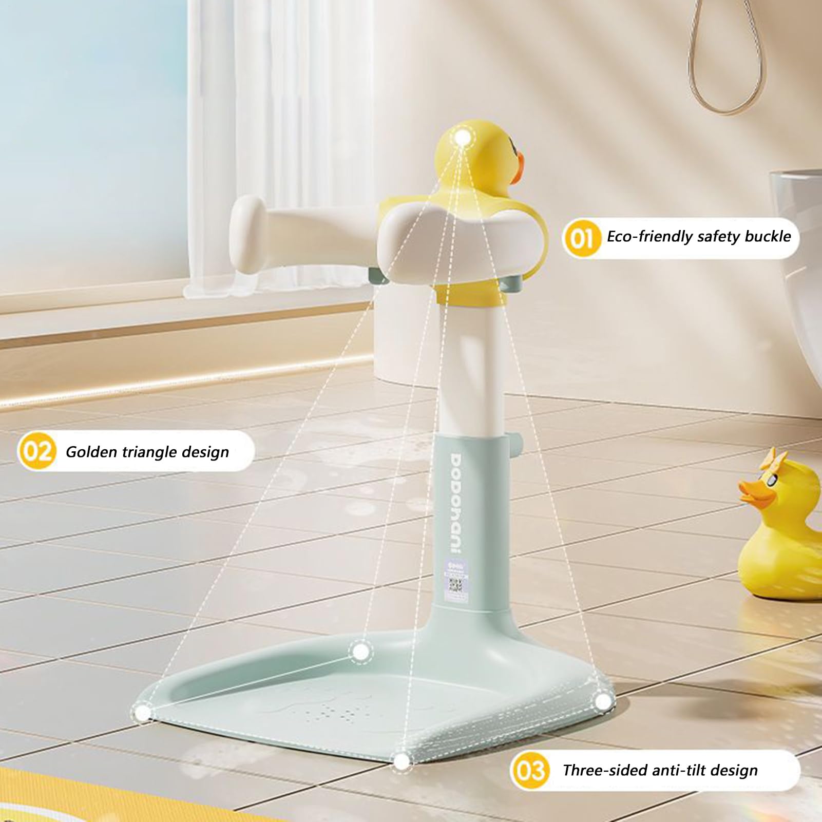 Soporte de Ducha para bebé | Soporte de Ducha para bebés | Altura ajustable, soporte de baño antideslizante para niños de 6 a 24 meses