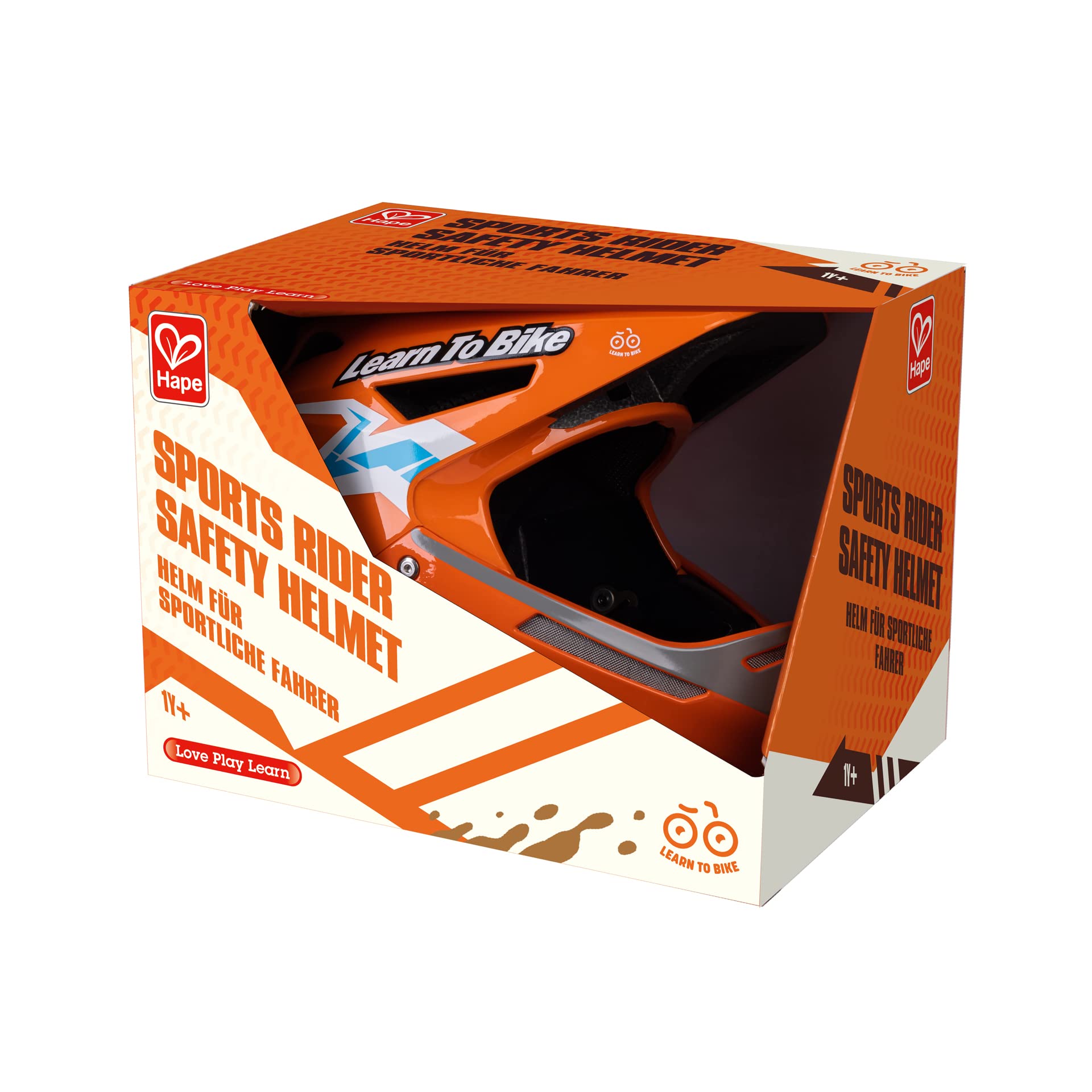 Hape - Casco Bici stile motocross regolabile per bambini dai 3 ai 6 anni | Esterno ABS, interno EPS conforme standard sicurezza EU